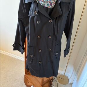 London Fog Black Double-Breasted Trench Coat